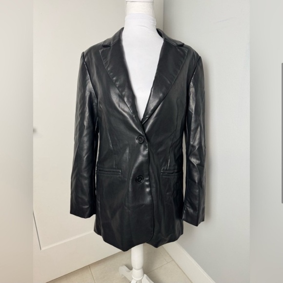 Rebecca Minkoff Black Lambskin Leather Blazer/Size Small - Picture 3 of 10